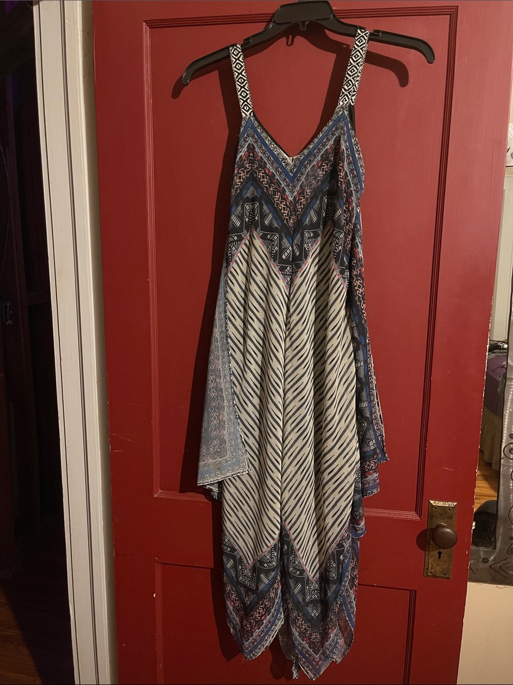 Xhilaration Blue White Boho Handkerchief Dress